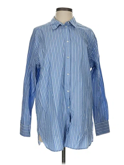 Pre-owned H&m Long Sleeve Button Down Shirt In Blue