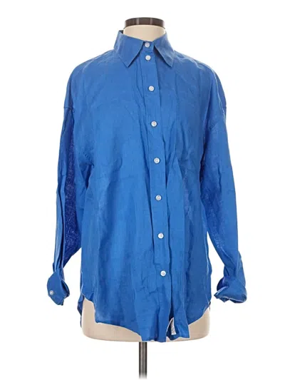 Pre-owned H&m Long Sleeve Button Down Shirt In Blue