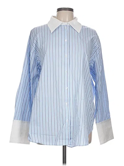Pre-owned H&m Long Sleeve Button Down Shirt In Blue
