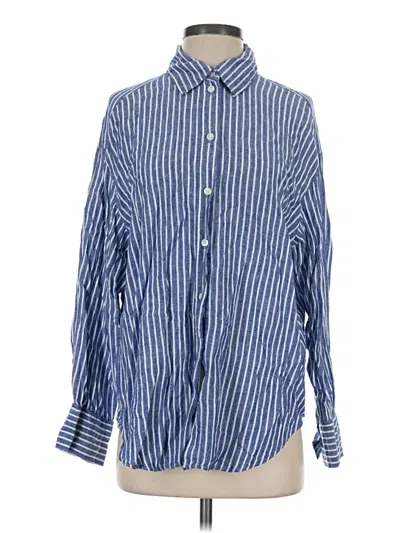 Pre-owned H&m Long Sleeve Button Down Shirt In Blue