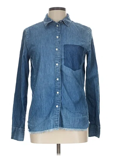 Pre-owned H&m Long Sleeve Button Down Shirt In Blue