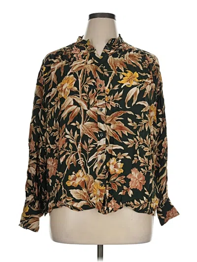Pre-owned H&m Long Sleeve Button Down Shirt In Brown