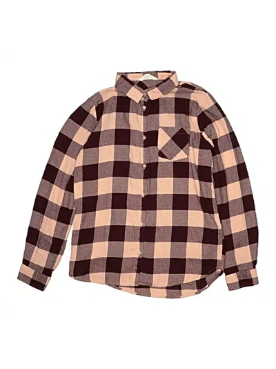 Pre-owned H&m Kids' Long Sleeve Button Down Shirt In Burgundy