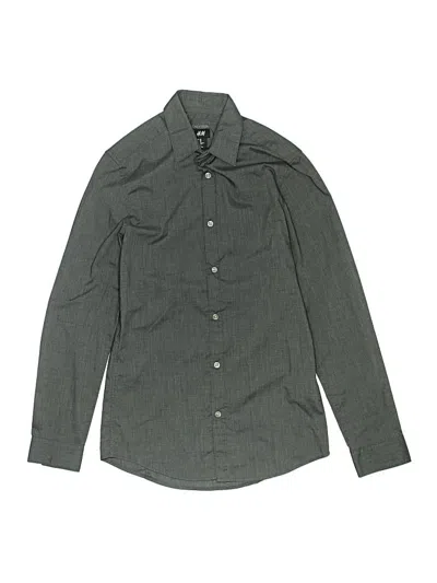 Pre-owned H&m Kids' Long Sleeve Button Down Shirt In Gray