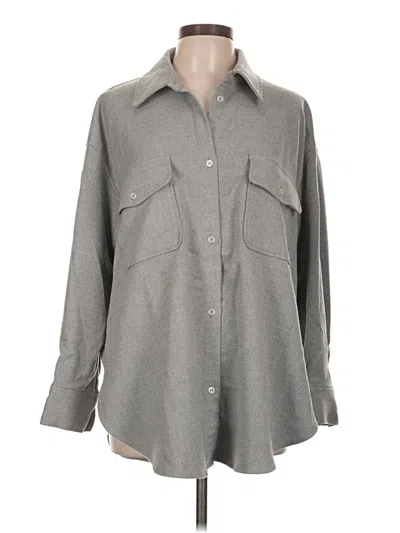 Pre-owned H&m Long Sleeve Button Down Shirt In Gray