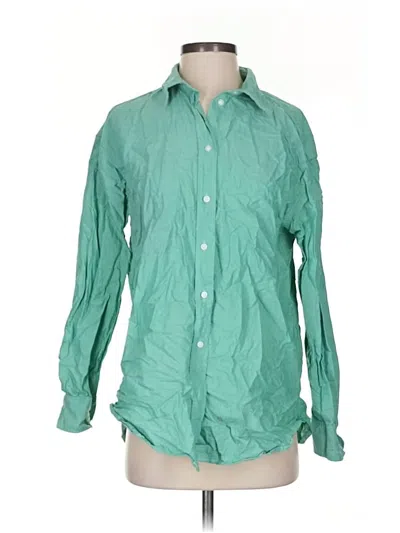 Pre-owned H&m Long Sleeve Button Down Shirt In Green