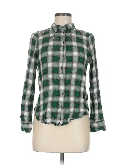 Pre-owned H&m Long Sleeve Button Down Shirt In Green