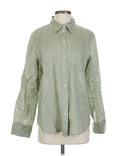 Pre-owned H&m Long Sleeve Button Down Shirt In Green