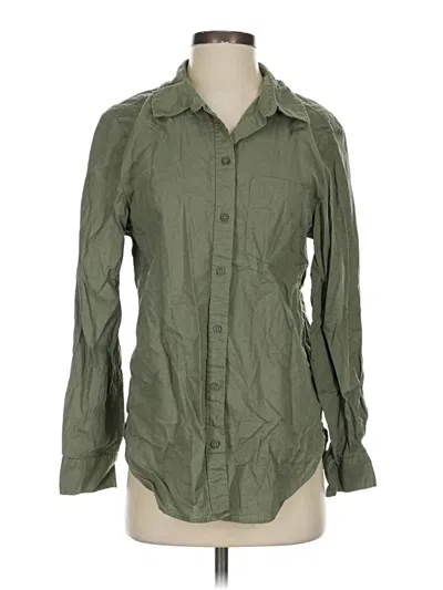 Pre-owned H&m Long Sleeve Button Down Shirt In Green