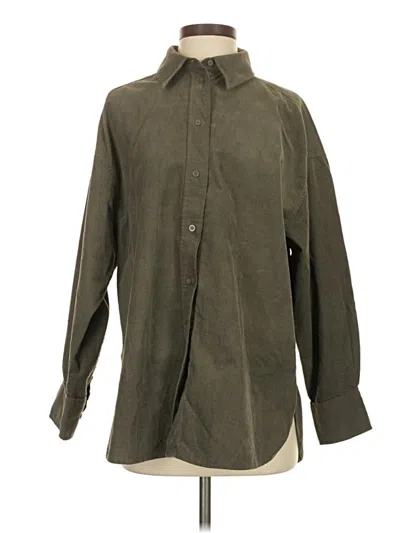 Pre-owned H&m Long Sleeve Button Down Shirt In Green