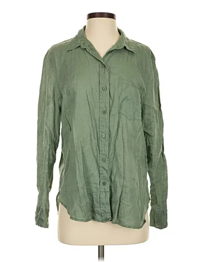 Pre-owned H&m Long Sleeve Button Down Shirt In Green
