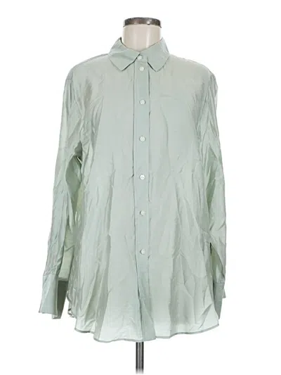 Pre-owned H&m Long Sleeve Button Down Shirt In Green