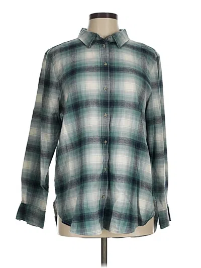 Pre-owned H&m Long Sleeve Button Down Shirt In Green