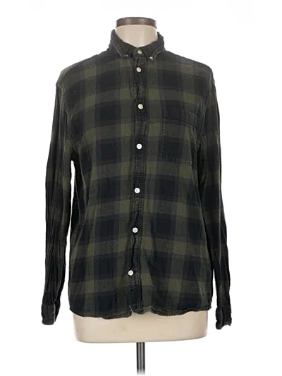 Pre-owned H&m Long Sleeve Button Down Shirt In Green