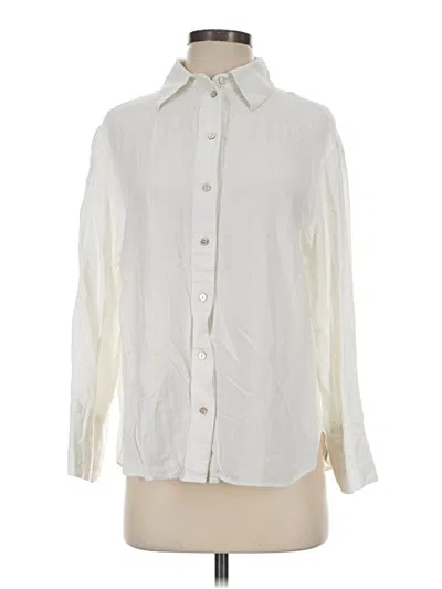 Pre-owned H&m Long Sleeve Button Down Shirt In Ivory