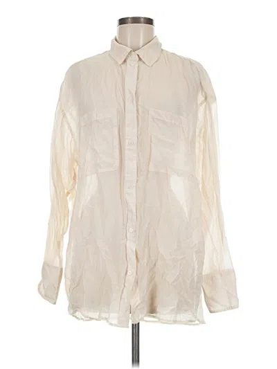 Pre-owned H&m Long Sleeve Button Down Shirt In Ivory