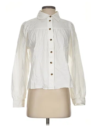Pre-owned H&m Long Sleeve Button Down Shirt In Ivory