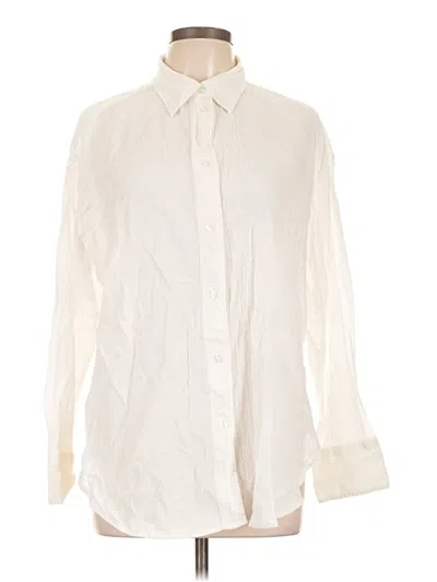Pre-owned H&m Long Sleeve Button Down Shirt In Ivory