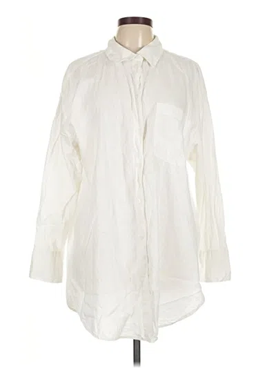 Pre-owned H&m Long Sleeve Button Down Shirt In Ivory