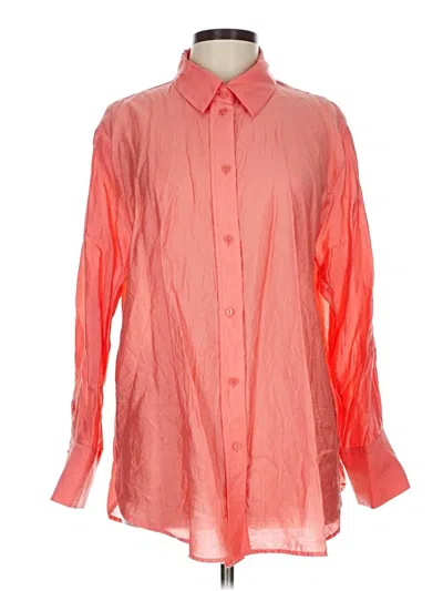 Pre-owned H&m Long Sleeve Button Down Shirt In Orange