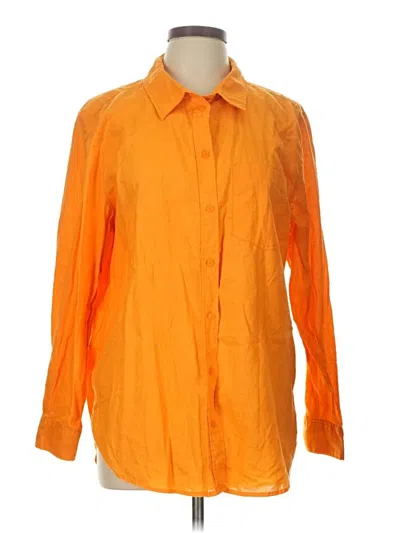 Pre-owned H&m Long Sleeve Button Down Shirt In Orange