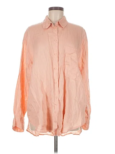 Pre-owned H&m Long Sleeve Button Down Shirt In Orange