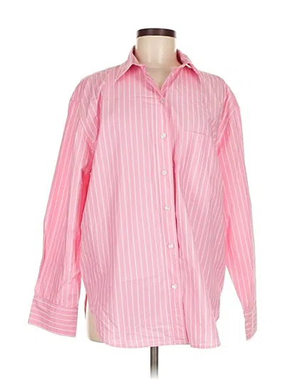 Pre-owned H&m Long Sleeve Button Down Shirt In Pink