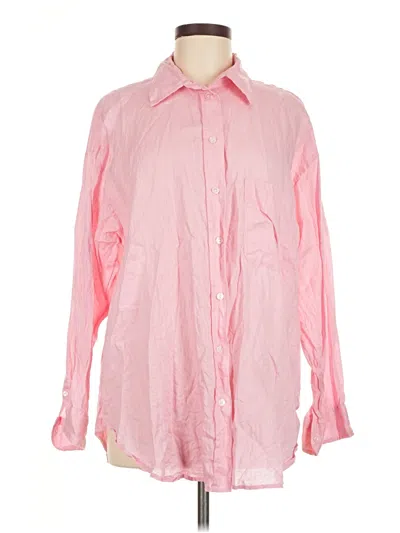 Pre-owned H&m Long Sleeve Button Down Shirt In Pink