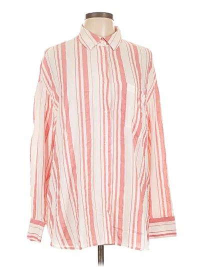 Pre-owned H&m Long Sleeve Button Down Shirt In Pink