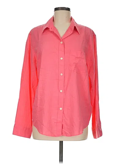 Pre-owned H&m Long Sleeve Button Down Shirt In Pink