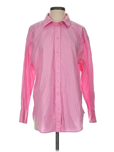 Pre-owned H&m Long Sleeve Button Down Shirt In Pink