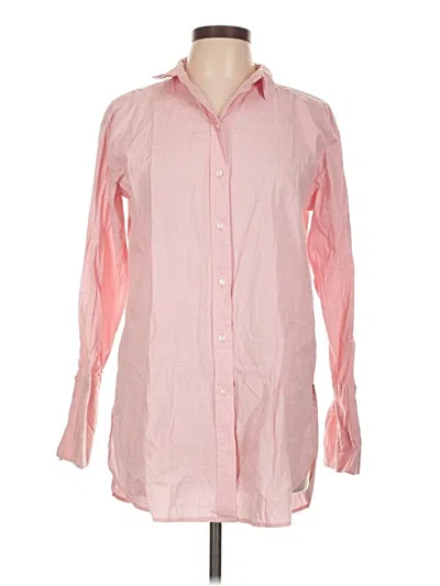 Pre-owned H&m Long Sleeve Button Down Shirt In Pink