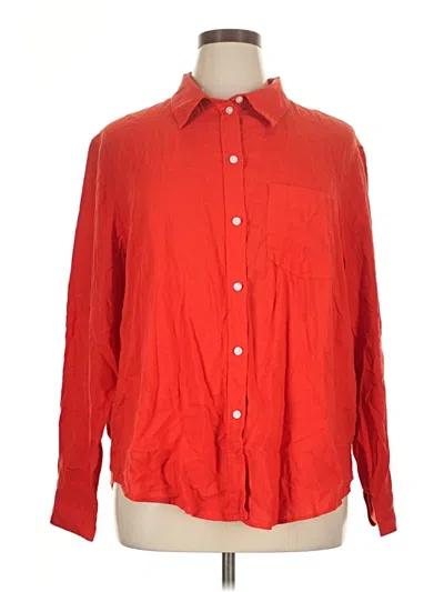 Pre-owned H&m Long Sleeve Button Down Shirt In Red