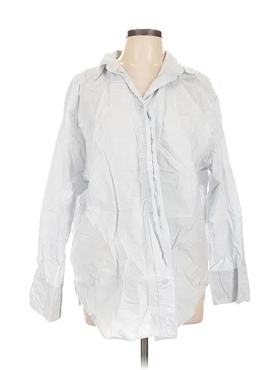 Pre-owned H&m Long Sleeve Button Down Shirt In Silver