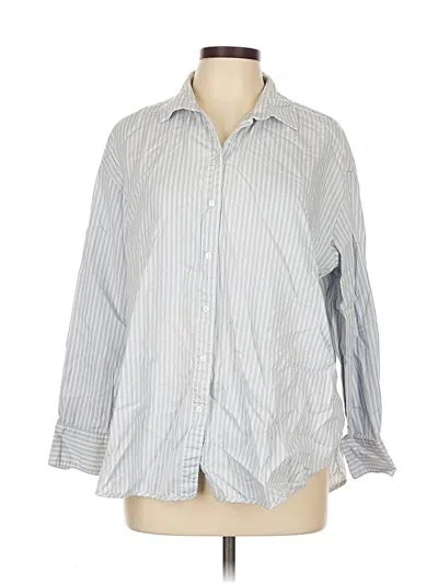 Pre-owned H&m Long Sleeve Button Down Shirt In Silver