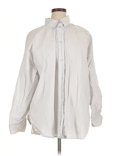 Pre-owned H&m Long Sleeve Button Down Shirt In Silver