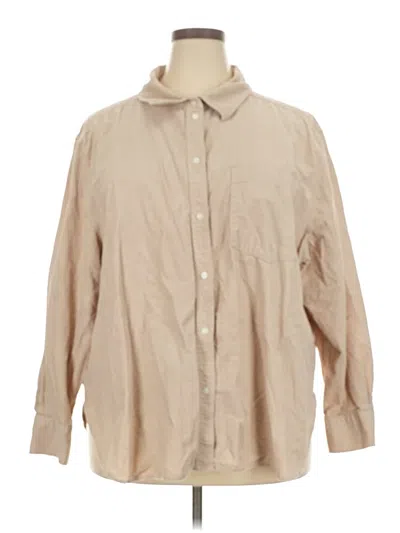 Pre-owned H&m Long Sleeve Button Down Shirt In Tan