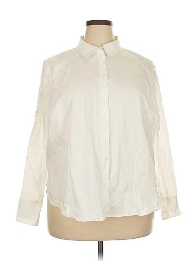 Pre-owned H&m Long Sleeve Button Down Shirt In White