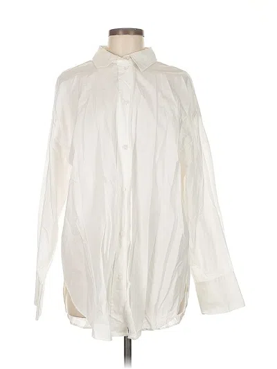 Pre-owned H&m Long Sleeve Button Down Shirt In White