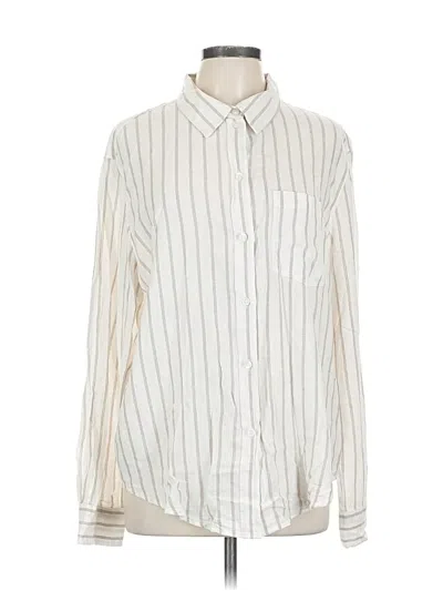 Pre-owned H&m Long Sleeve Button Down Shirt In White