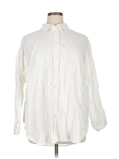 Pre-owned H&m Long Sleeve Button Down Shirt In White