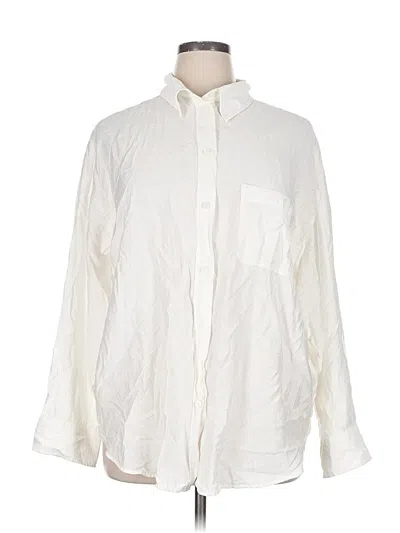 Pre-owned H&m Long Sleeve Button Down Shirt In White