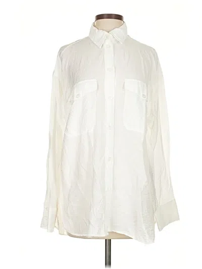 Pre-owned H&m Long Sleeve Button Down Shirt In White