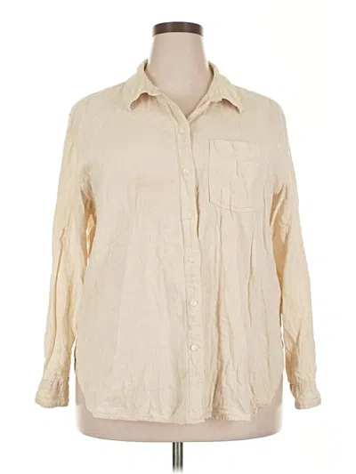 Pre-owned H&m Long Sleeve Button Down Shirt In White