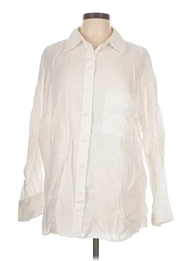 Pre-owned H&m Long Sleeve Button Down Shirt In White