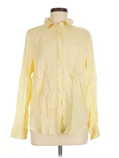 Pre-owned H&m Long Sleeve Button Down Shirt In Yellow