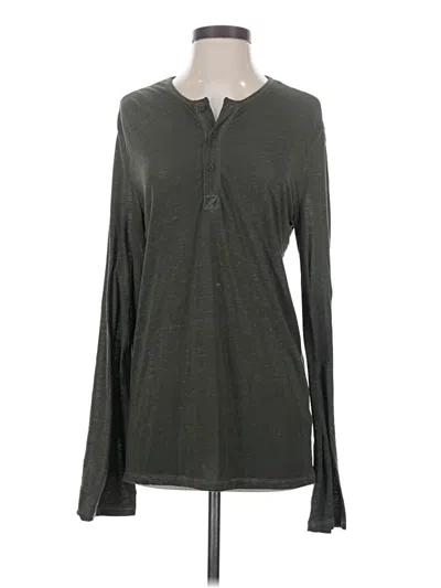 Pre-owned H&m Long Sleeve Henley Shirt In Green