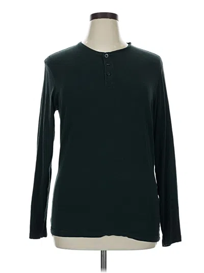 Pre-owned H&m Long Sleeve Henley Shirt In Teal
