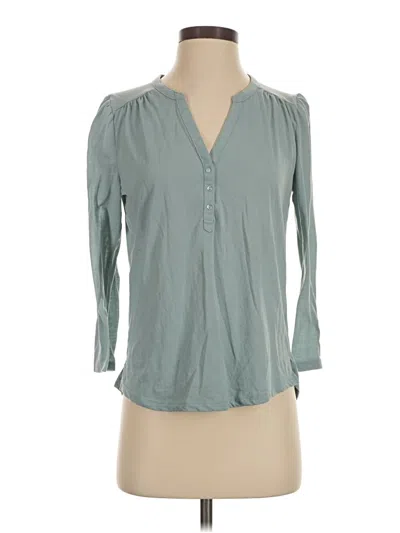 Pre-owned H&m Long Sleeve Henley Shirt In Teal