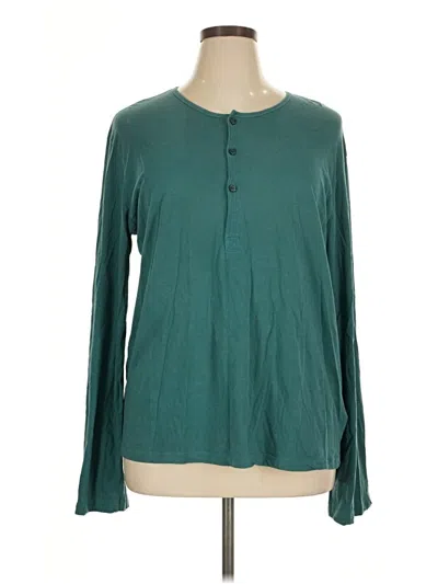 Pre-owned H&m Long Sleeve Henley Shirt In Teal